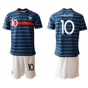 Billige Fotballdrakter Frankrike Kylian Mbappé 10 Barn Hjemmedraktsett EM 2020 Kortermet